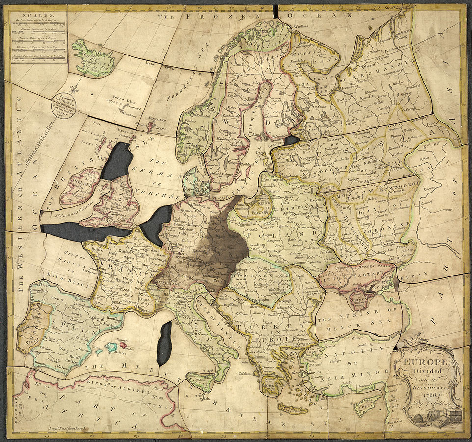   [By Creator:John Spilsbury - Image taken from Europe divided into its kingdoms &c. by J. SpilsburyOriginally published/produced in London, 1766.Held and digitised by the British Library, and uploaded to Flickr Commons.A higher resolution version may be available for purchase from BL Images Online, imagesonline.bl.uk, reference 062581Please do not overwrite this file. Any cropped or modified version should be uploaded with a new name and linked in the 